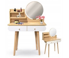 Viking Choice Schminktisch mit Spiegel - Weiß/Holz - 7% Rabatt