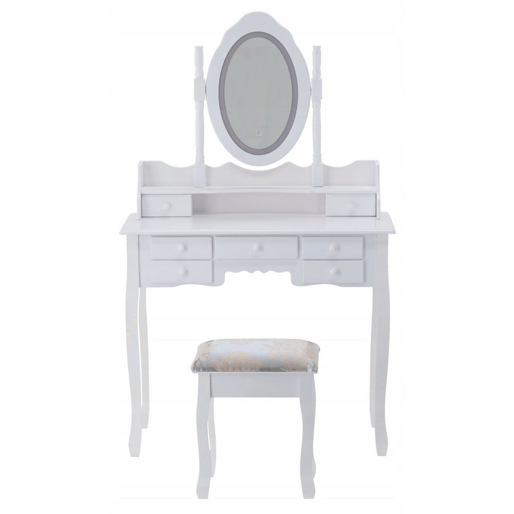 Viking Choice Schminktisch mit LED-Spiegel & Hocker - Weiß - 10% Rabatt