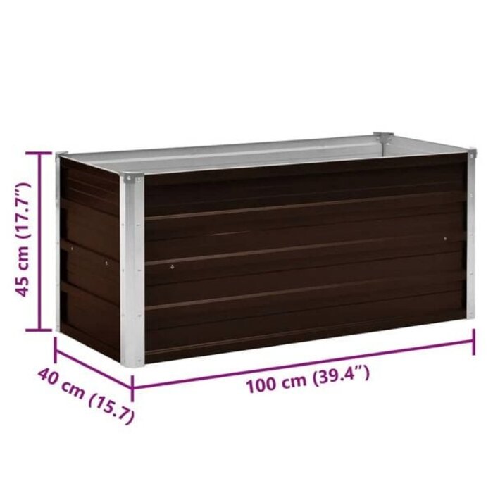 Vidaxl Hochbeet 100x40x45 cm aus verzinktem Stahl in Braun - 31% Rabatt