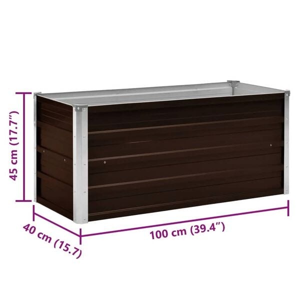 Vidaxl Hochbeet 100x40x45 cm aus verzinktem Stahl in Braun - 31% Rabatt