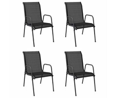 Vidaxl 4er Set Gartenstühle Stahl/Textilene Schwarz - 41% Rabatt