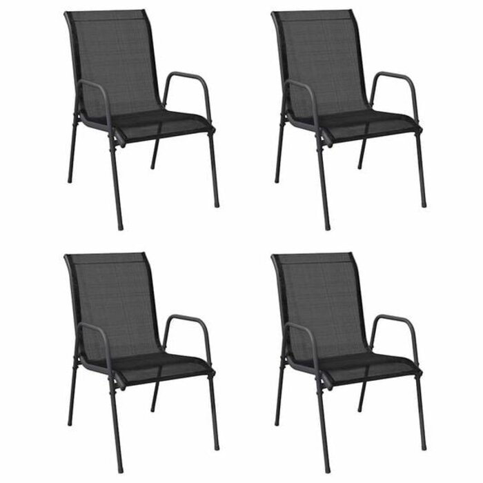 Vidaxl 4er Set Gartenstühle Stahl & Textilene Schwarz - 34% Rabatt