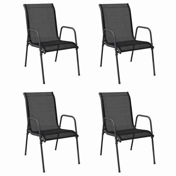 Vidaxl 4er Set Gartenstühle Stahl & Textilene Schwarz - 34% Rabatt