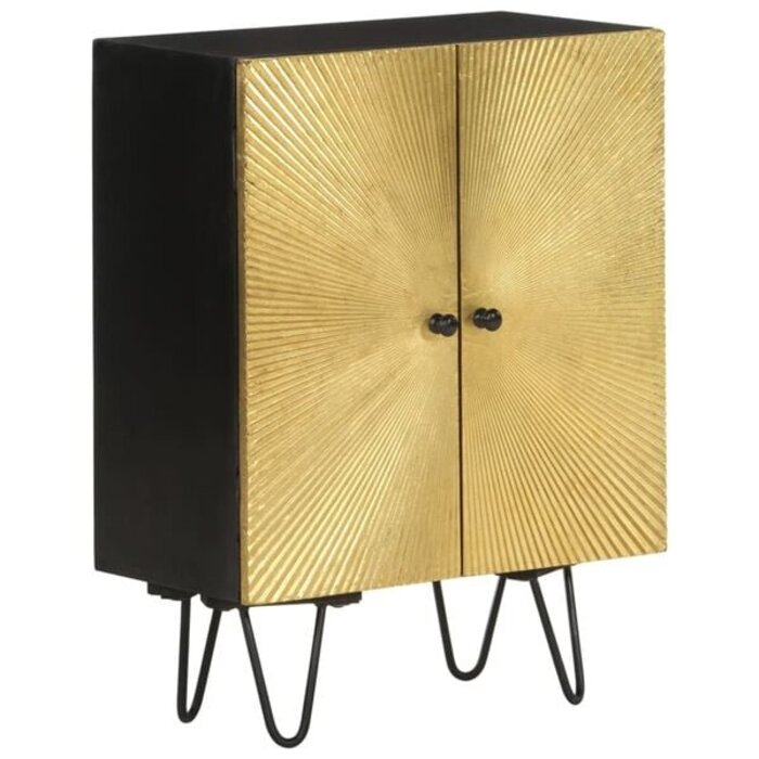 Vidaxl Sideboard aus massivem Mangoholz, Gold & Schwarz - 35% Rabatt