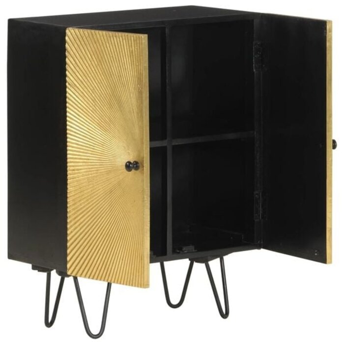 Vidaxl Sideboard aus massivem Mangoholz, Gold & Schwarz - 35% Rabatt