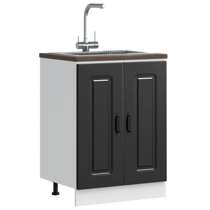 Spülenunterschrank Kalmar, Schwarz, 60x46x81,5 cm - 34% Rabatt
