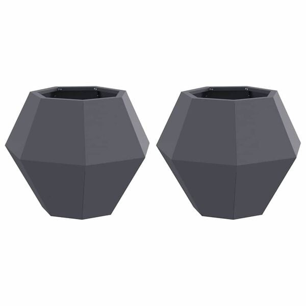 2er Set Pflanzkübel Anthrazit 50x50x40cm Stahl - 33% Rabatt