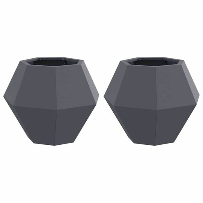 2er Set Pflanzkübel Anthrazit 50x50x40cm Stahl - 33% Rabatt
