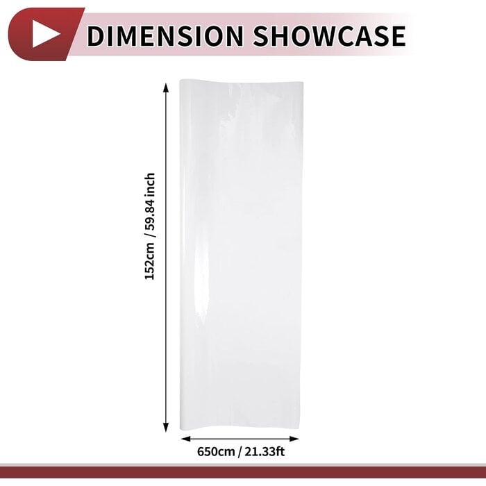 PVC Vinyl-Folie 6,5 m x 1,52 m, Weiß - 34% Rabatt auf Retourenware