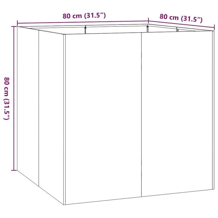 Großer Pflanzkübel aus wetterfestem Stahl 80x80x80 cm - 34% Rabatt