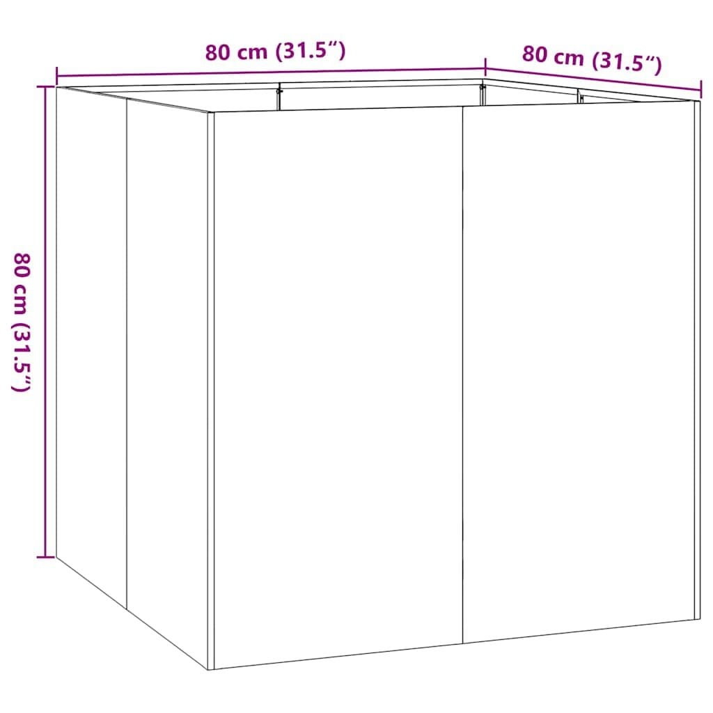 Großer Pflanzkübel aus wetterfestem Stahl 80x80x80 cm - 34% Rabatt