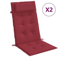 Vidaxl 2er Set Hochlehner-Stuhlkissen 120x50 cm, Weinrot - 37% Rabatt