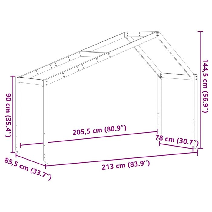 Hausbett-Aufsatz Massivholz Kiefer 213x85,5x144,5 cm - 34% Rabatt