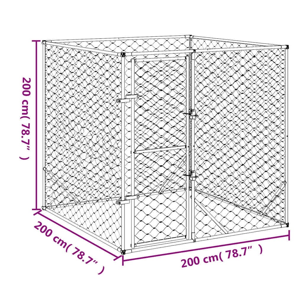 Großer Hundekennel 2x2x2 m, verzinkter Stahl - 35% Rabatt