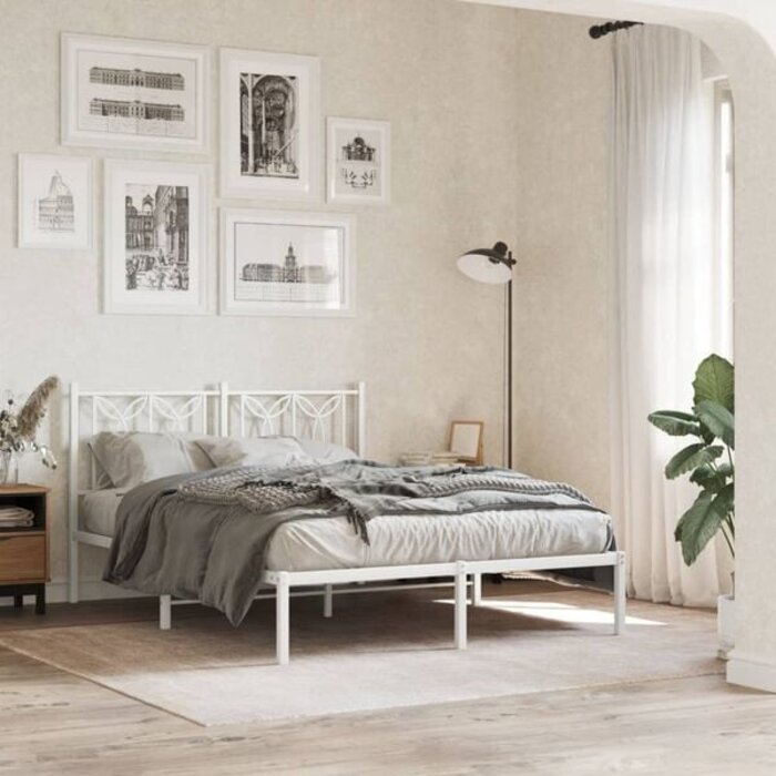 Metall-Bettgestell Weiß 140x190 cm - 34% Rabatt