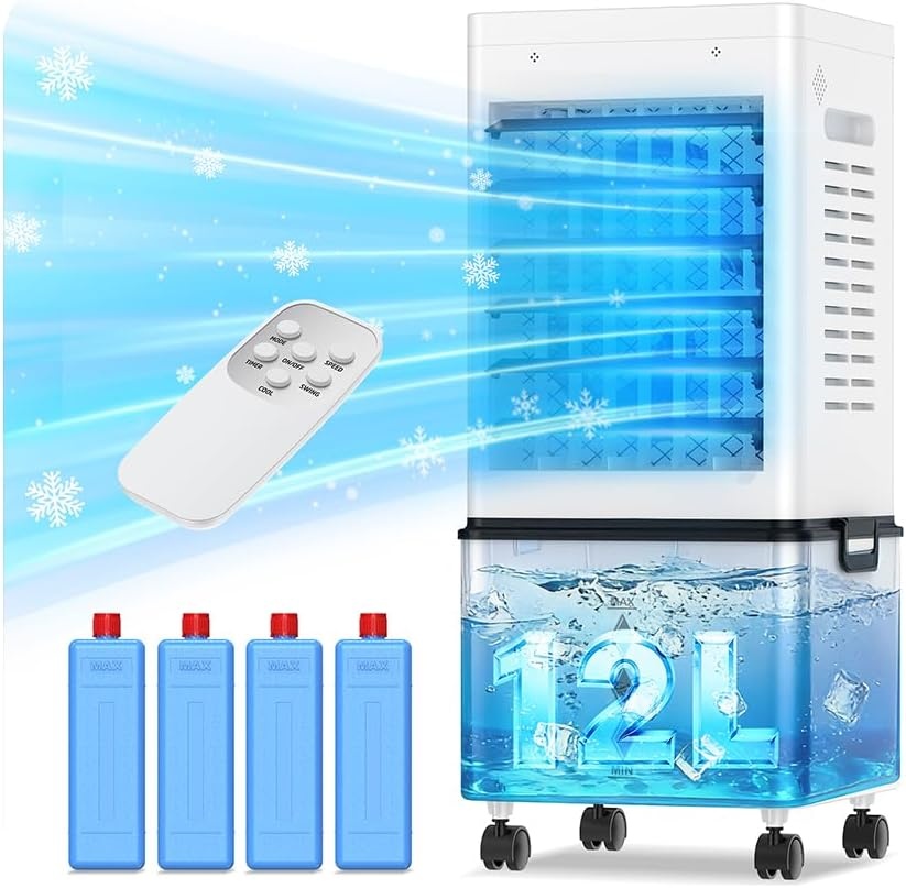 Mobiler 12L Luftkühler & Ventilator - Weiß - 34% Rabatt