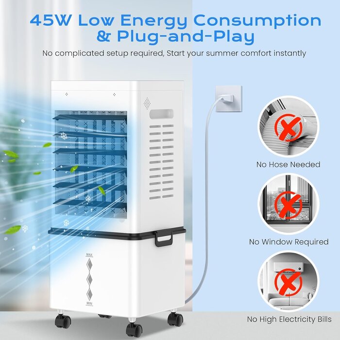 Mobiler 12L Luftkühler & Ventilator - Weiß - 34% Rabatt
