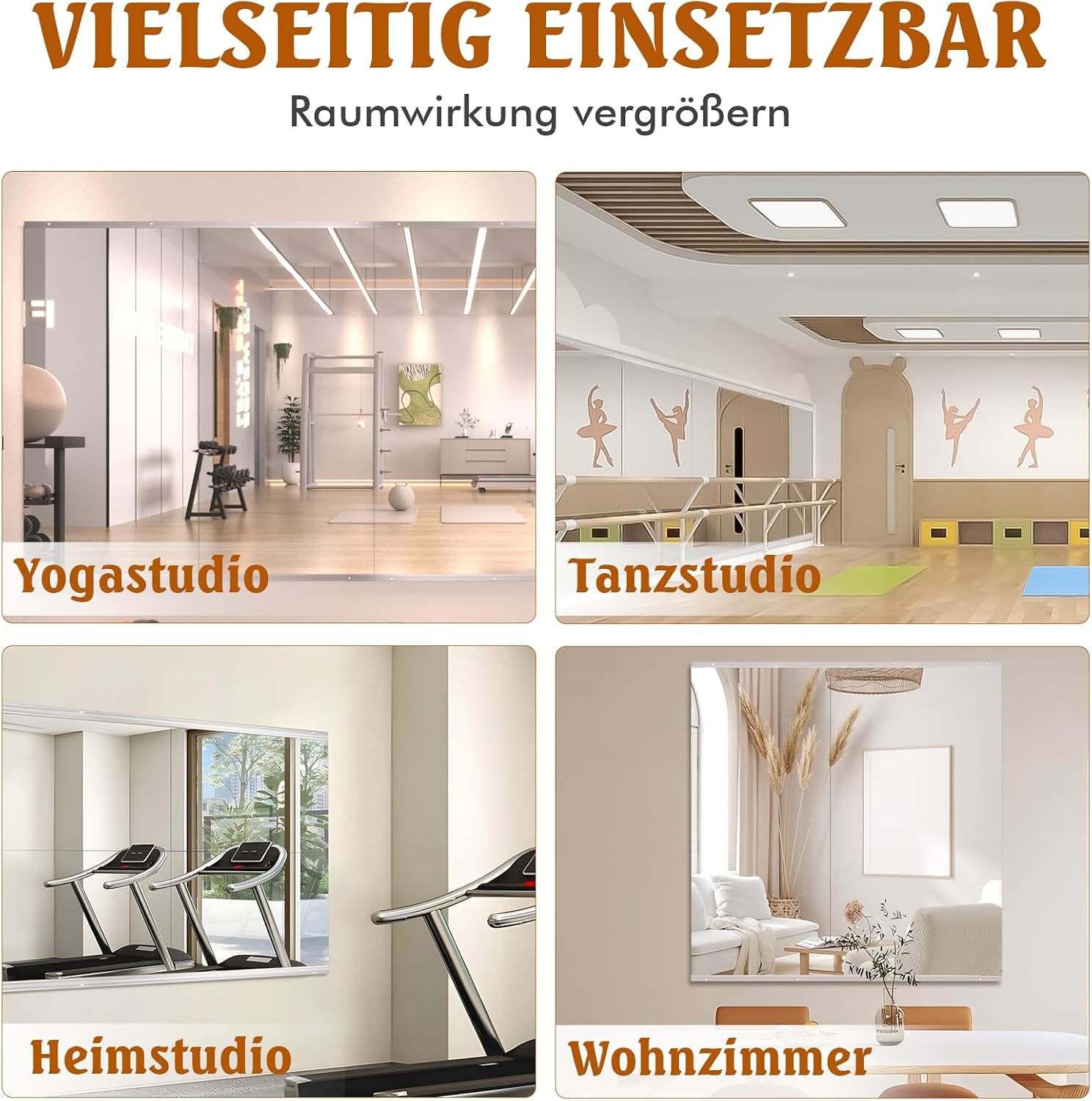 Rahmenloser Wandspiegel 120 x 60 cm 2er-Set - 34% Rabatt