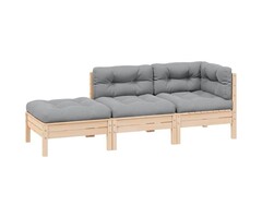 Vidaxl 3-tlg. Lounge-Set Kiefer massiv Grau - 41% Rabatt