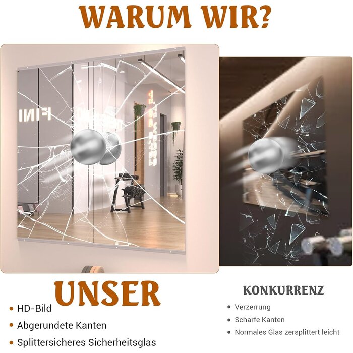 Rahmenloser Wandspiegel 120 x 60 cm, 2er-Set - 34% Rabatt