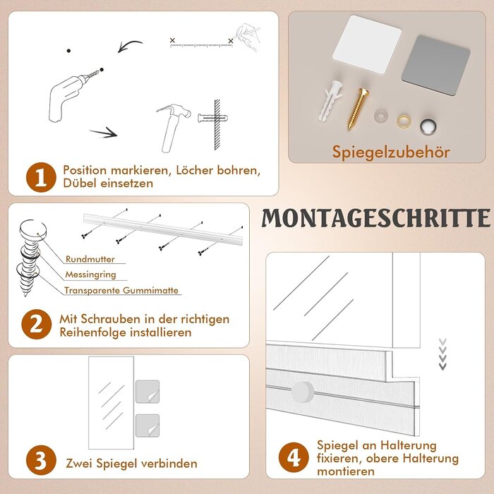 Rahmenloser Wandspiegel 120 x 60 cm, 2er-Set - 34% Rabatt
