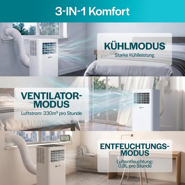 Mobile Klimaanlage 9000 BTU - 3-in-1 - 35% Rabatt - Weiß