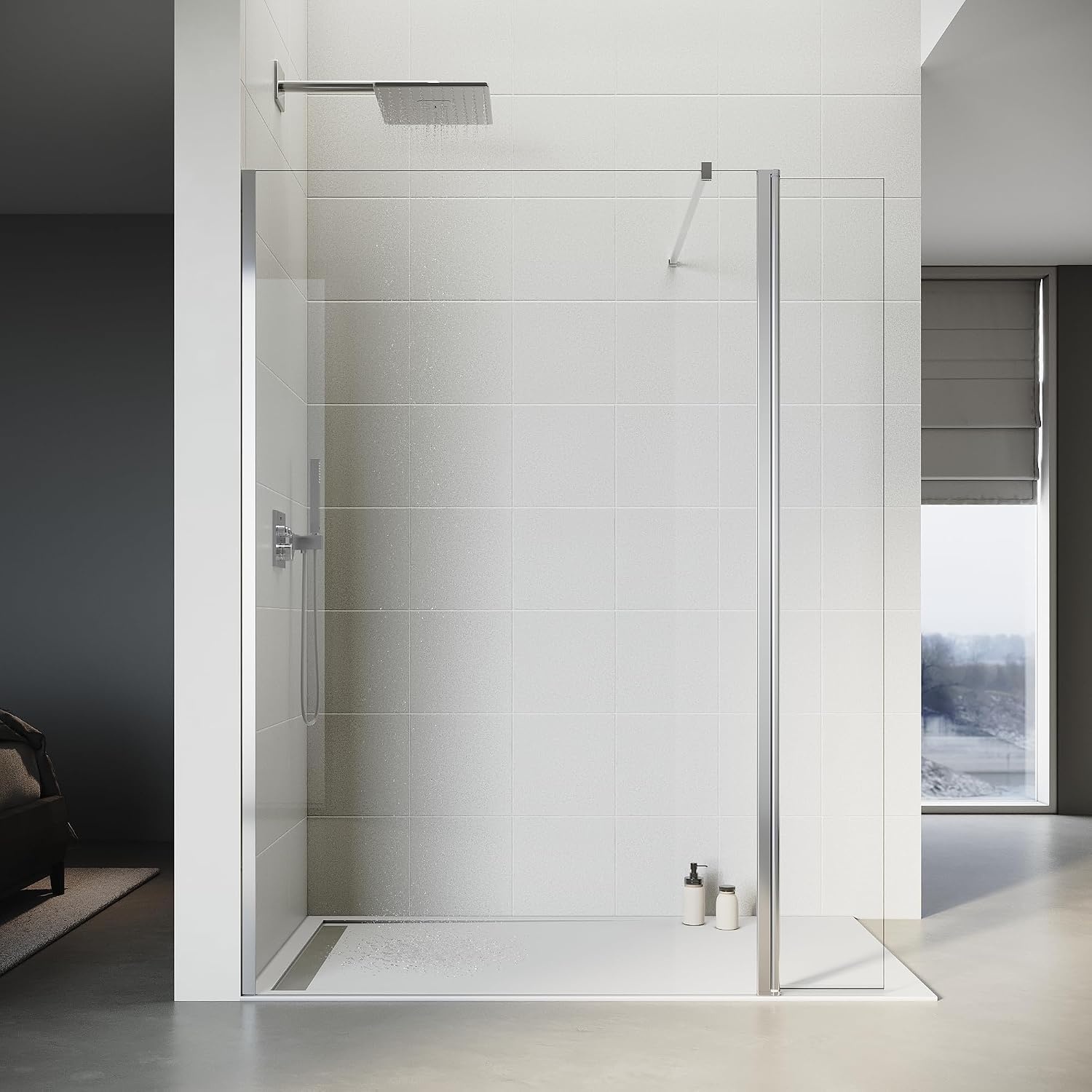 Walk-in Dusche 80x200 cm, schwenkbar, 8mm ESG, Nano - 35% Rabatt