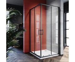 Eckduschkabine 90x100 cm Schwarz - Schiebetür - 41% Rabatt