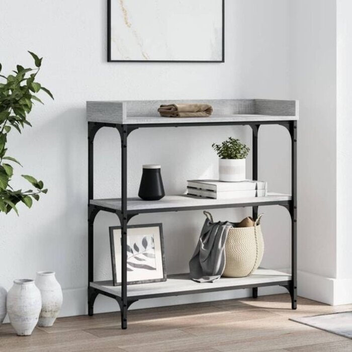 Wandtisch mit Ablagen 75x30x80 cm Eiche Grau - 33% Rabatt