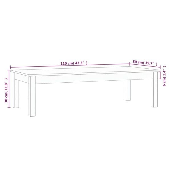 Wohnzimmertisch 110x50x30 cm Kiefer massiv - 34% Rabatt