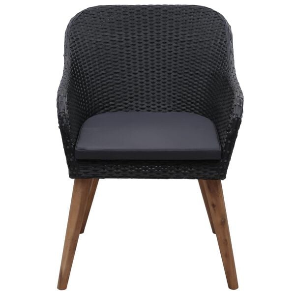 2er Set Gartenstühle Poly Rattan Schwarz - 35% Rabatt