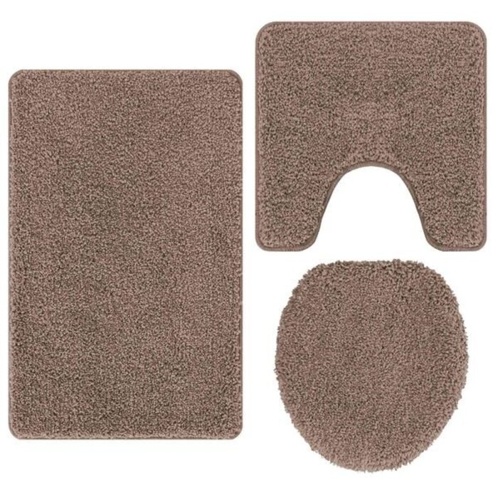 3-tlg. Badmatten-Set Braun 50x80cm - Antirutsch - 32% Rabatt