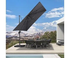 Ampelschirm 350x350 cm Grau - 360° drehbar - 42% Rabatt