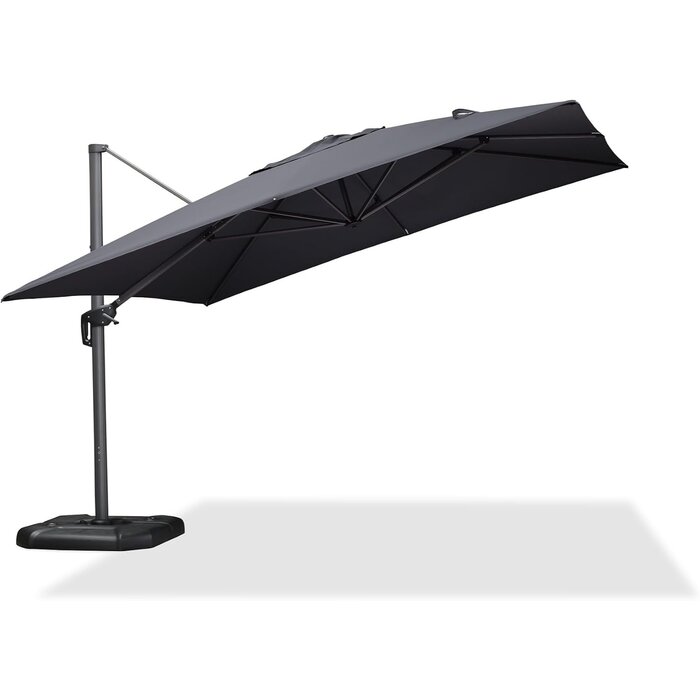 Luxus Ampelschirm 350x350 cm - 360° drehbar - Grau - 35% Rabatt