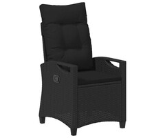 Vidaxl Verstellbarer Polyrattan Gartenstuhl mit Tisch - Schwarz - 34% Rabatt