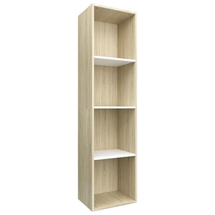 Vielseitiges Bücherregal & TV-Board, Weiß/Sonoma-Eiche - 32% Rabatt