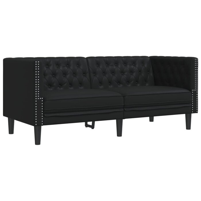 2-Sitzer Sofa Chesterfield-Stil Kunstleder Schwarz - 35% Rabatt