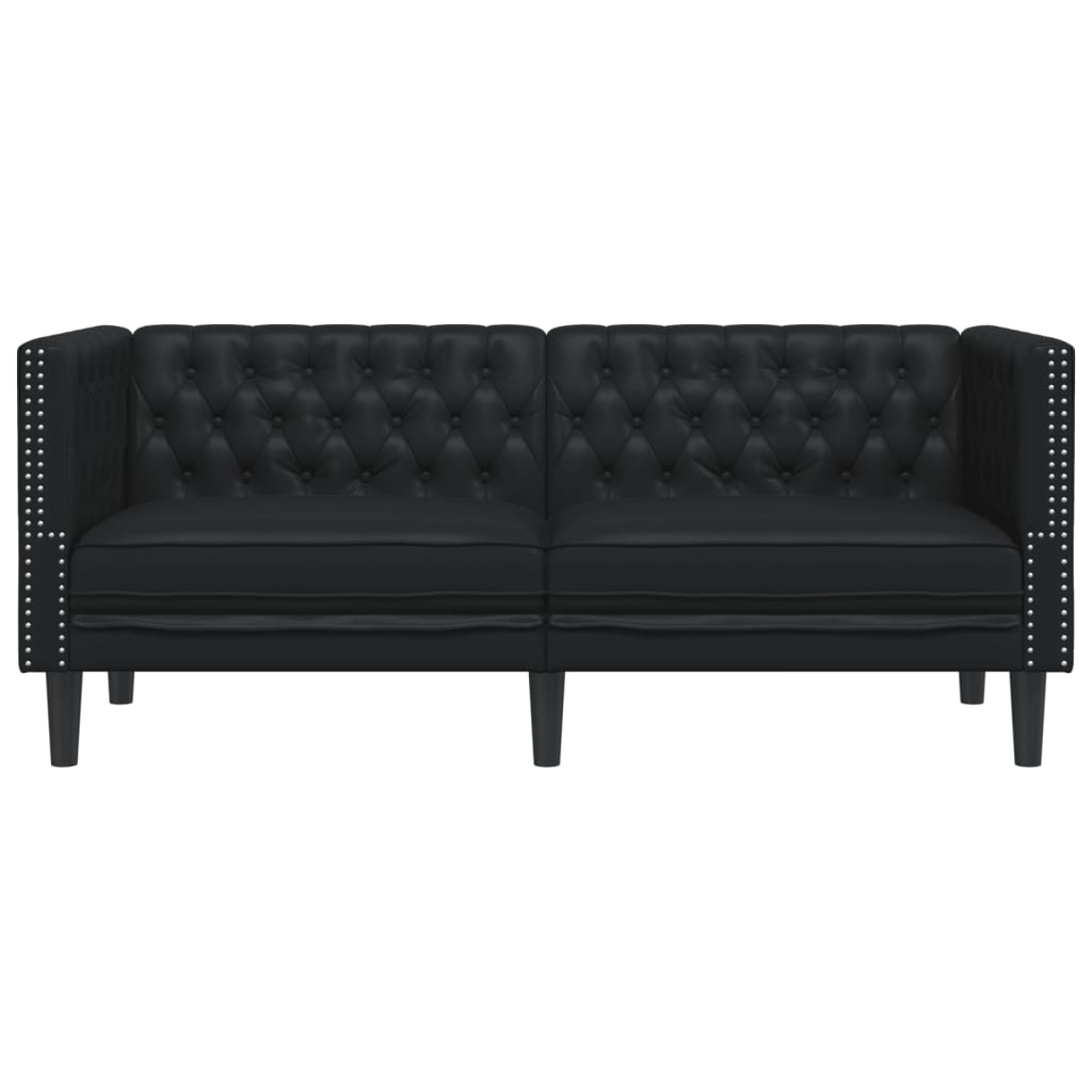 2-Sitzer Sofa Chesterfield-Stil Kunstleder Schwarz - 35% Rabatt