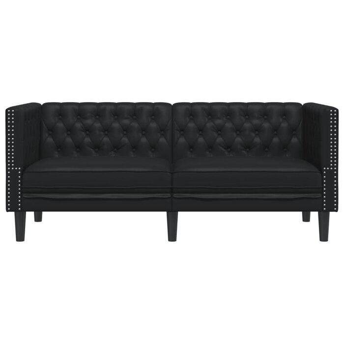 2-Sitzer Sofa Chesterfield-Stil Kunstleder Schwarz - 35% Rabatt