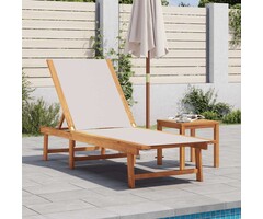 Vidaxl Sonnenliege mit Tisch aus Akazienholz - 35% Rabatt - Grau, 200 x 66 cm
