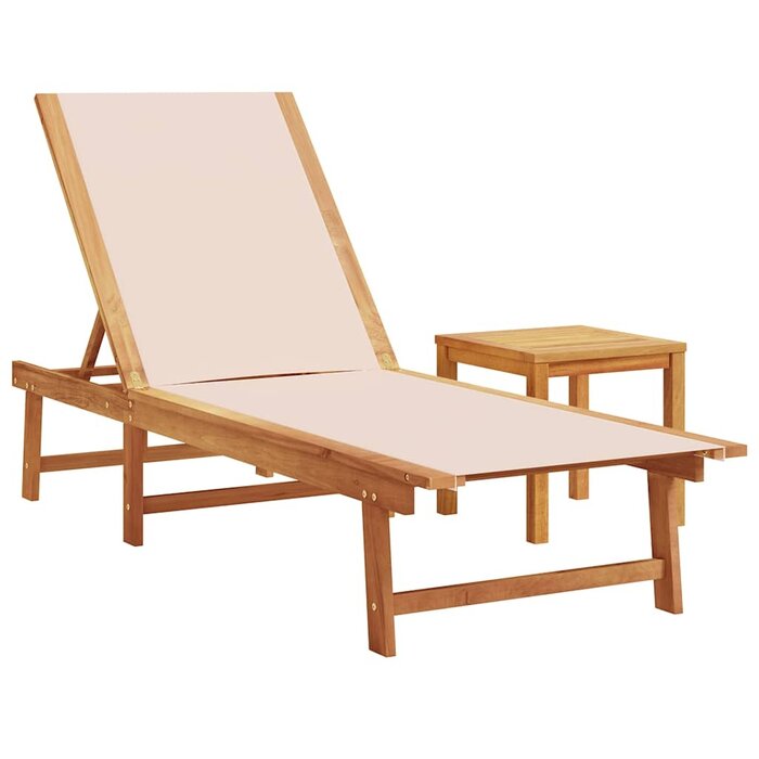 Gartenliege mit Beistelltisch Akazie Creme - 35% Rabatt