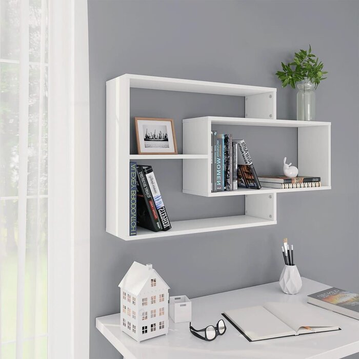 Wandregal mit 3 Fächern, Weiß, 104x20x58,5 cm - 32% Rabatt