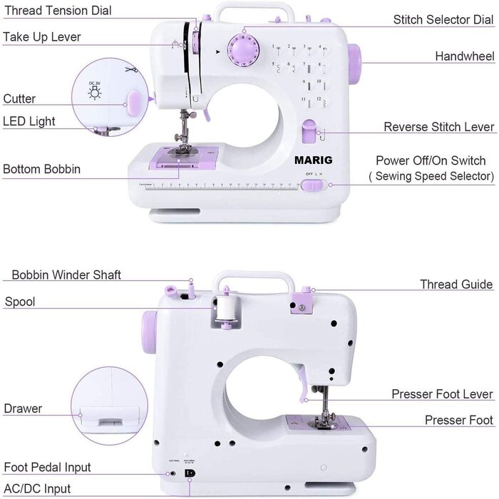 Mini-Nähmaschine für Anfänger, 12 Stichmuster, 33% Rabatt