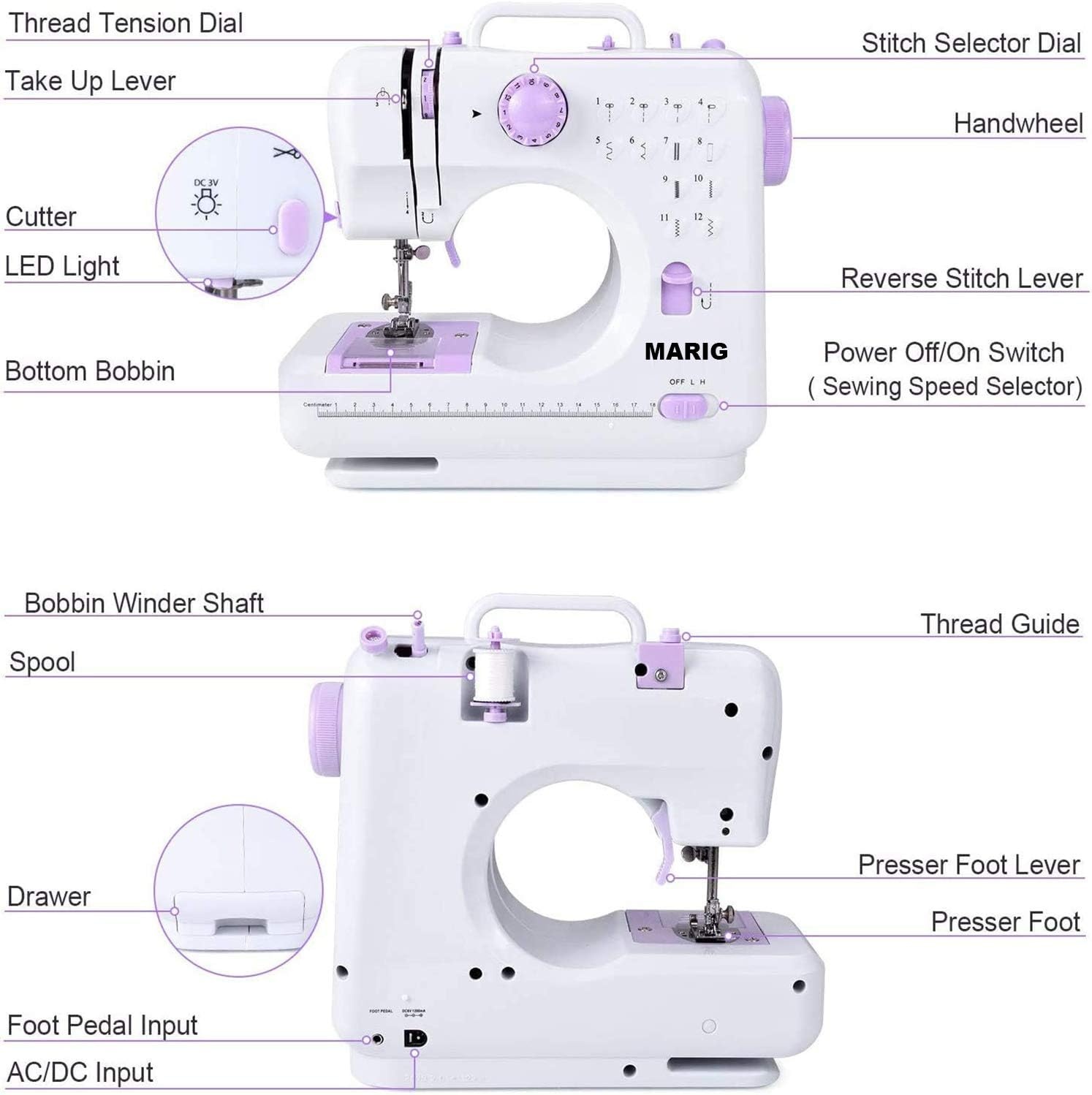 Mini-Nähmaschine für Anfänger, 12 Stichmuster, 33% Rabatt