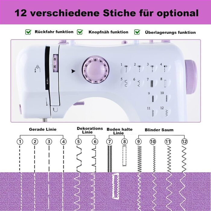 Mini-Nähmaschine für Anfänger, 12 Stichmuster, 33% Rabatt