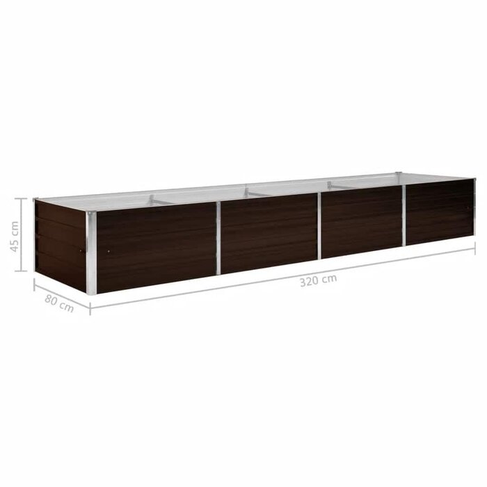 Vidaxl Großes Hochbeet aus verzinktem Stahl, 320 x 80 x 45 cm, Braun - 34% Rabatt