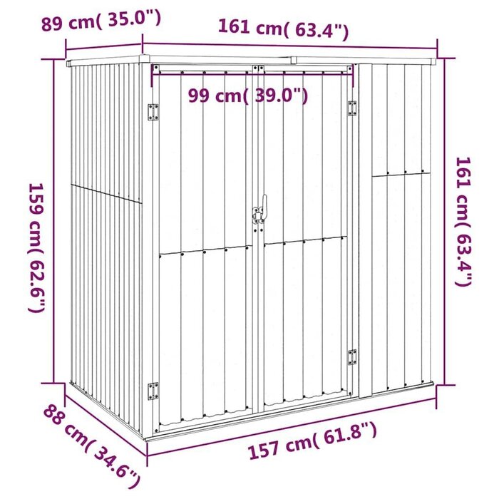 Vidaxl Gerätehaus aus verzinktem Stahl 161x89x161cm Grau - 35% Rabatt