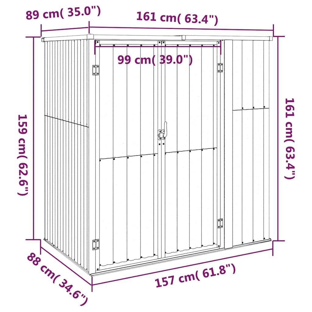 Vidaxl Gerätehaus aus verzinktem Stahl 161x89x161cm Grau - 35% Rabatt