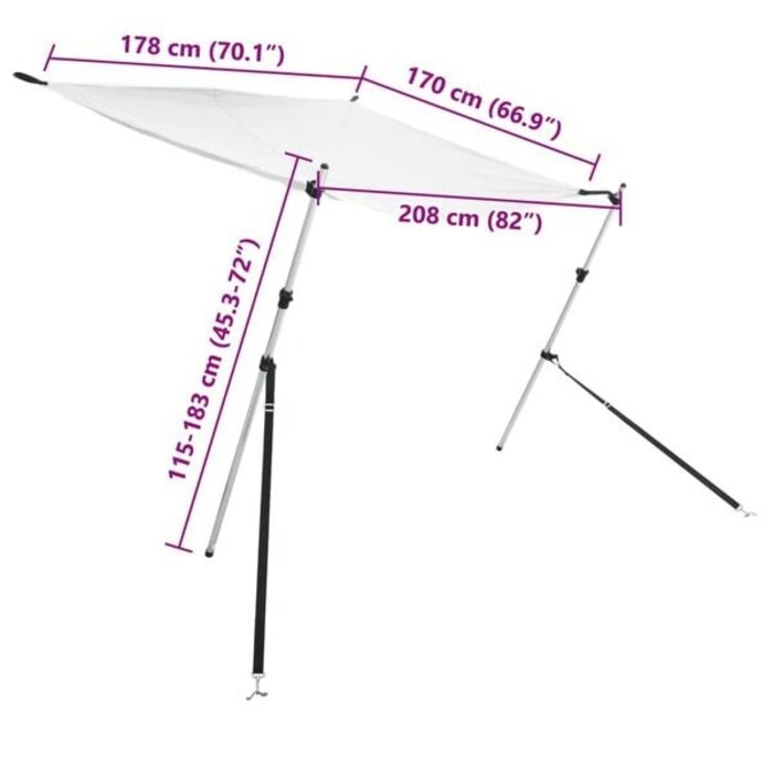 Vidaxl T-Top Sonnensegel für Boote 170x208cm Weiß - 34% Rabatt