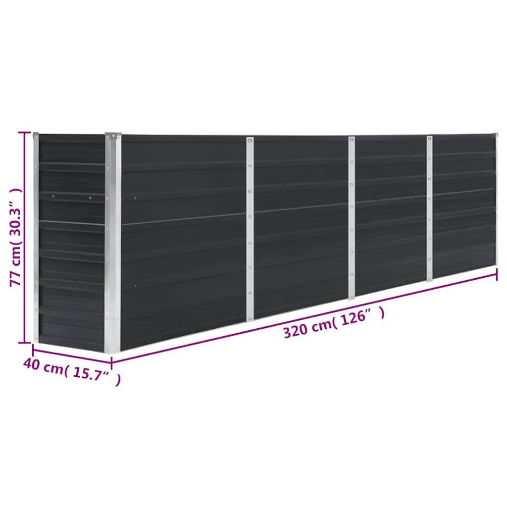 Vidaxl Großes Hochbeet 320x40x77 cm Anthrazit - 34% Rabatt